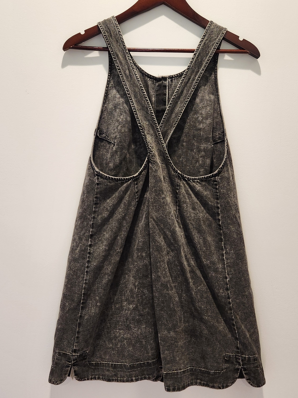 Free People Wilderado Western Dark Gray Denim Button-Front Dress Medium - Picture 3 of 11